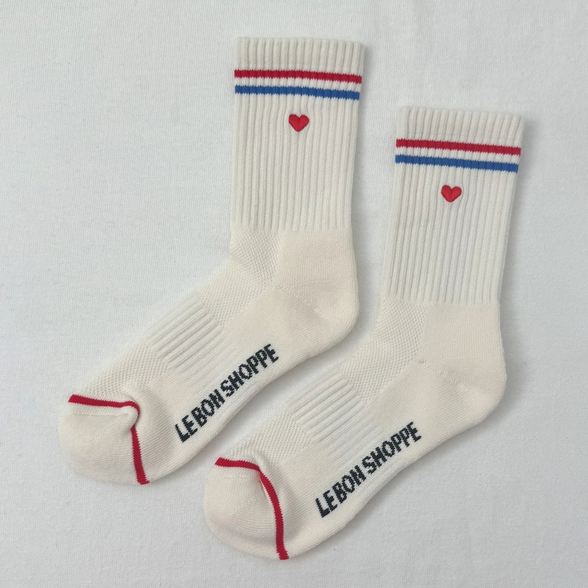 Embroidered Boyfriend Socks: Milk+ Heart