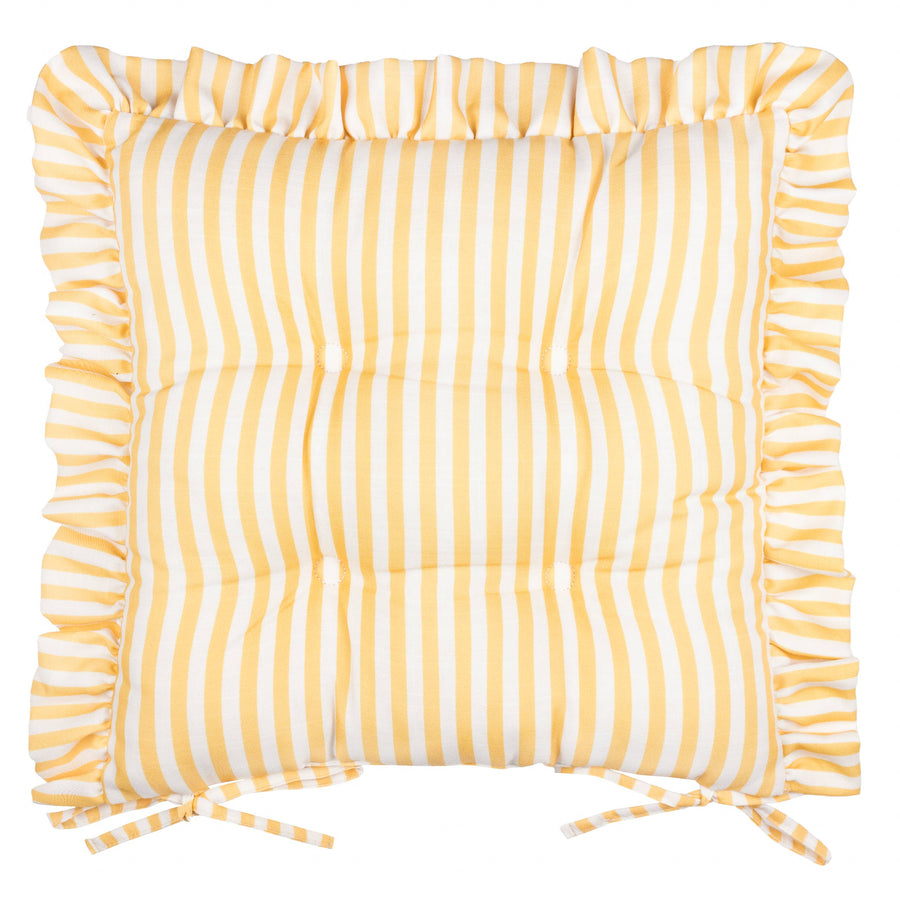 Millie Ruffle 2 Pack Indoor/Outdoor Seat Pads Yellow: Yellow / 40 x 40cm