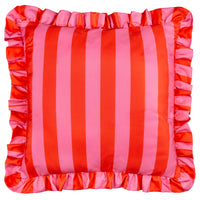 Thumbnail for Palm Royale Stripe Ruffle Printed Outdoor Cushion Pink/Red: Pink/Red / Polyester Filled / 50 x 50cm