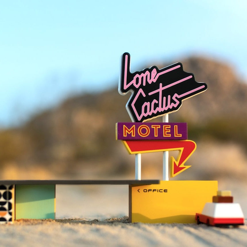 Lone Cactus Motel - Wooden Toy Car Candylab