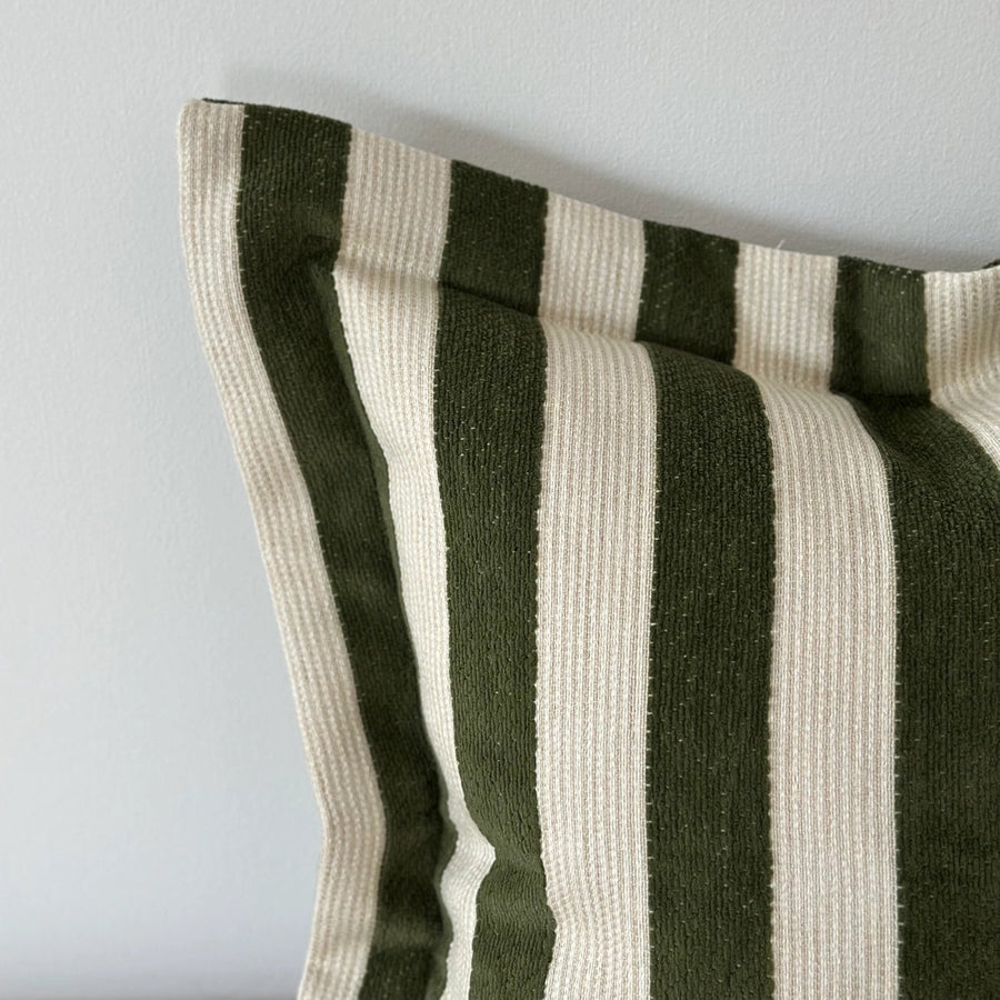 Orla Olive Green Stripe Cushion 45 x 45cm