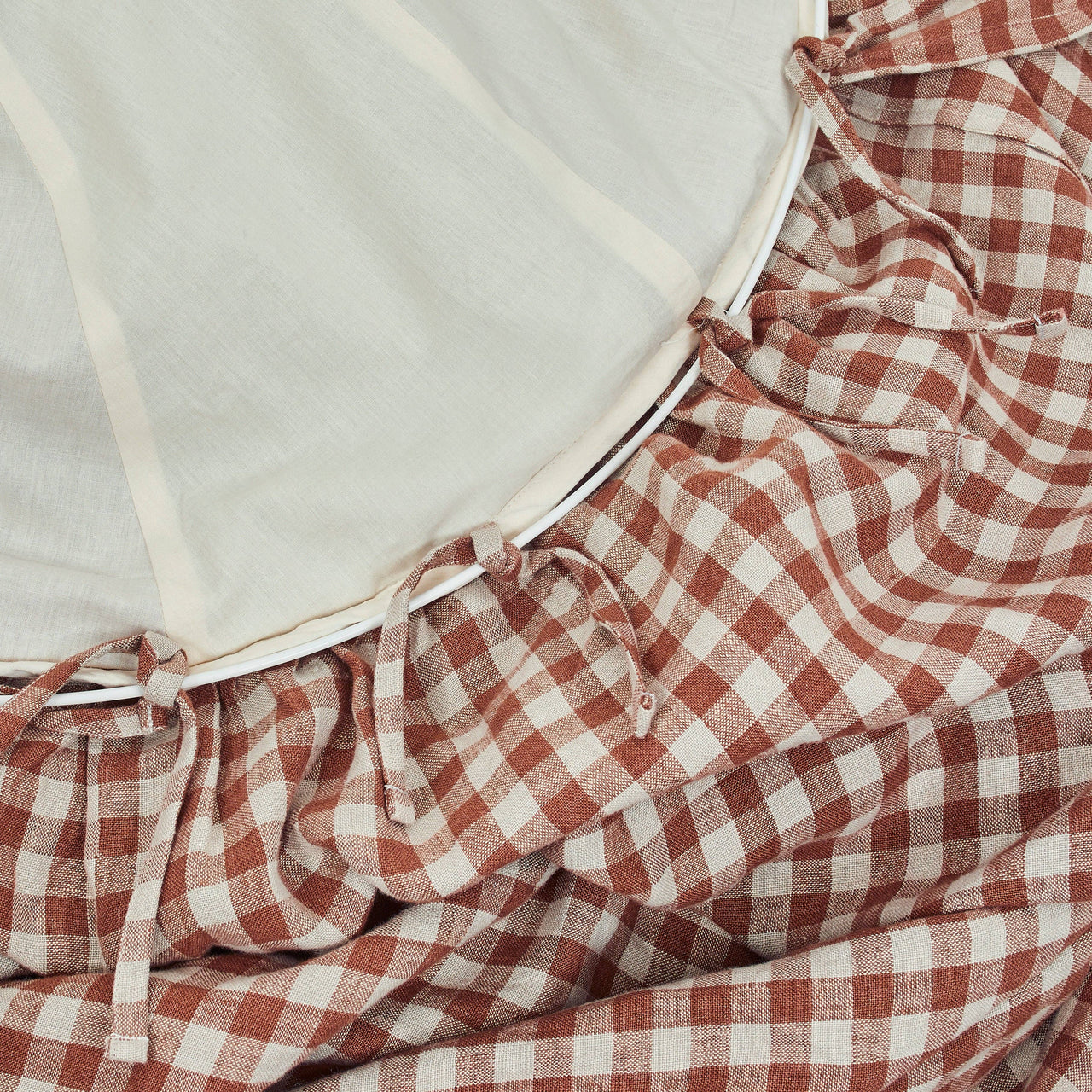 Gingham canopy, rusty blush