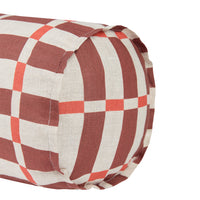 Thumbnail for Cylinder Cushion In French Linen Cliff - Maroon Red Mosaic