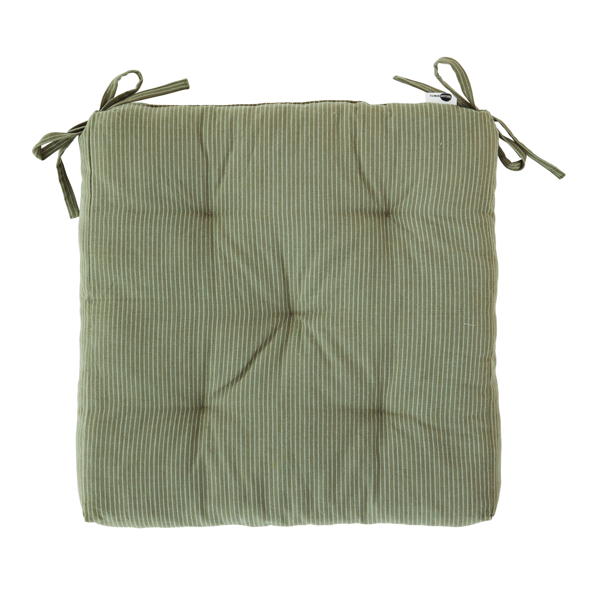 Striped Cotton Chair Pad Green