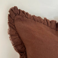Thumbnail for Hallie Dark Brown Ruffle Edge Cushion 65 x 65cm