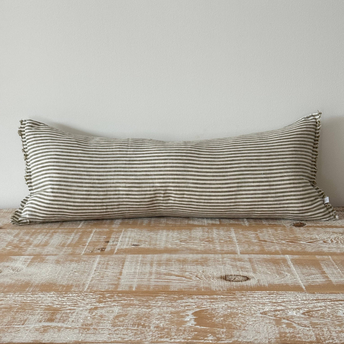 Esmee Olive Stripe Bolster Cushion – Olive Stripe 80x30