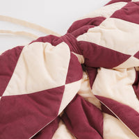 Thumbnail for Harlequin cord patchwork bow, claret/cream