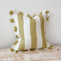 Thumbnail for Hallie Light Olive Wide Stripe Cushion 45x45cm