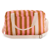 Thumbnail for RAPHAEL DIAPER BAG - WEEKEND BAG STRIPES CARAMEL - STRAWBERR: CARAMEL - STRAWBERRY / Stripe