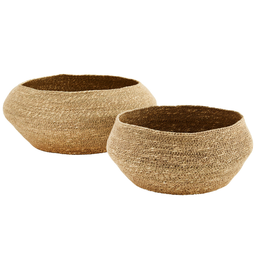 madam stoltz Seagrass baskets With Stitching set of two