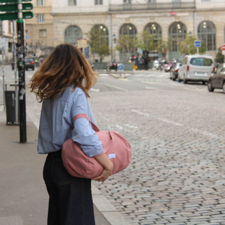 Mini bowling bag in organic cotton canvas Rosewood