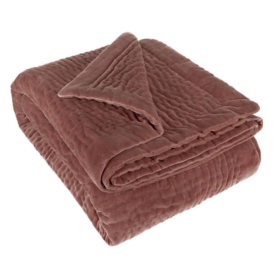 Velvet Quilted Throw Almond / 140 x 220cm