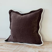 Thumbnail for Chloe Dark Brown Scalloped Edge Cushion