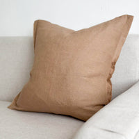 Thumbnail for Esmee Linen Cushion Cover – Frayed Edge Coffee: 53 x 53 cm