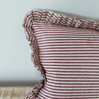 Thumbnail for Hallie Wine Stripe Cushion Cover 50x30 – Ruffled Edge
