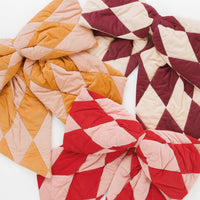 Thumbnail for Harlequin cord patchwork bow, claret/cream