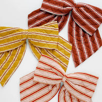 Thumbnail for Cacao pop stripe quilted bow