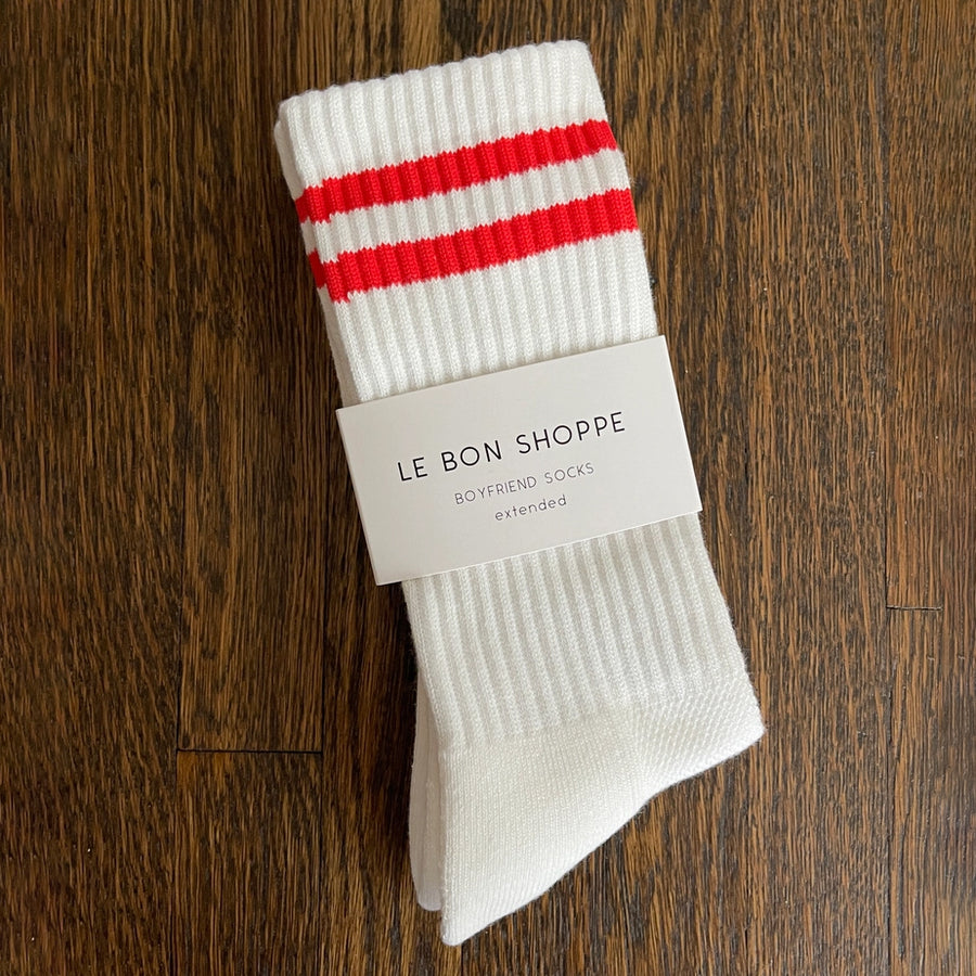 Extended Boyfriend Socks: Clean White