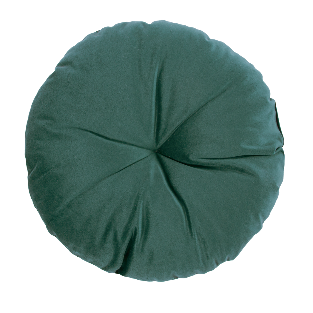 Velvet Round Cushion Jungle Green