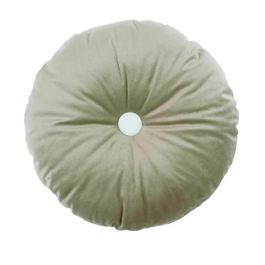 Velvet Round Cushion Olive Green