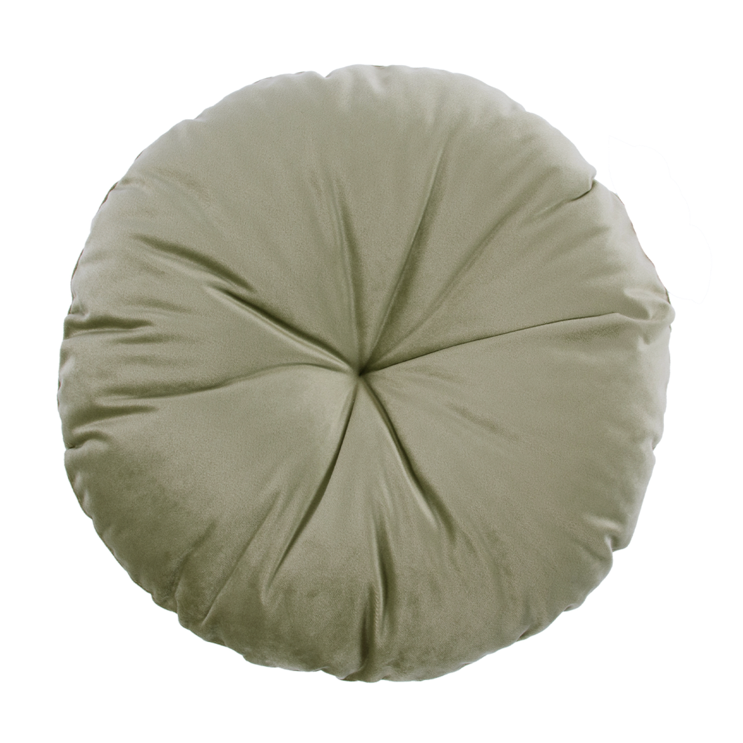 Velvet Round Cushion Olive Green