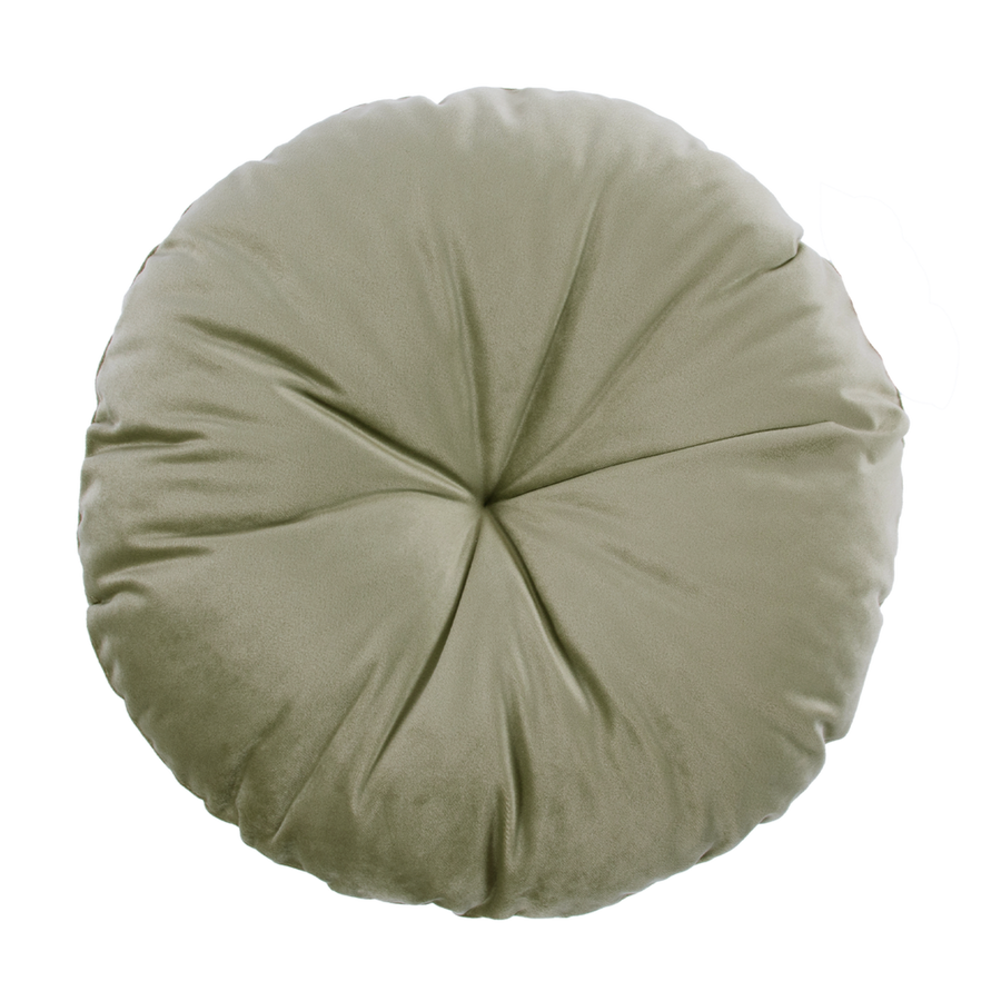 Velvet Round Cushion Olive Green
