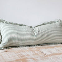 Thumbnail for Darcy Cotton Bolster Cushion 80x30 -  Sage Stripe