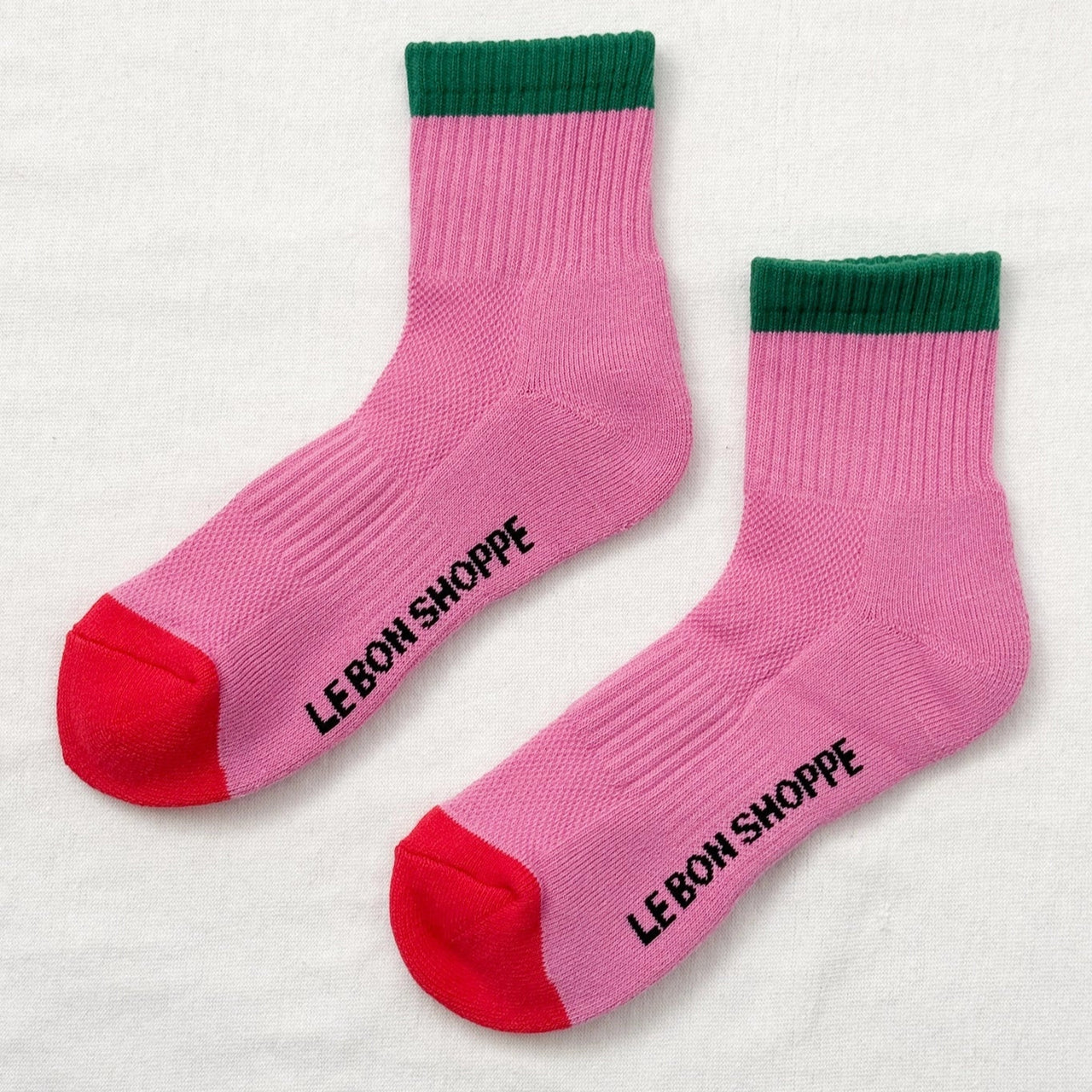 Girlfriend Socks: Colour Block Rose Green