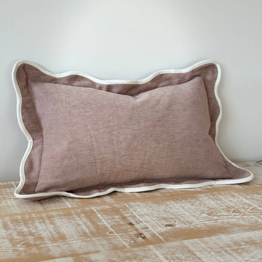 Chloe Dusty Pink Scalloped Edge Cushion 50x30