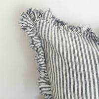 Thumbnail for Hallie Ruffled Linen Cushion – Navy Stripe: 45 x 45 cm