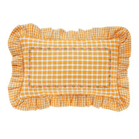Thumbnail for Gingham frill embroidered cushion, apricot
