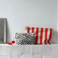 Thumbnail for LILI FLAT POUCH STRIPES GREIGE / TOMATO
