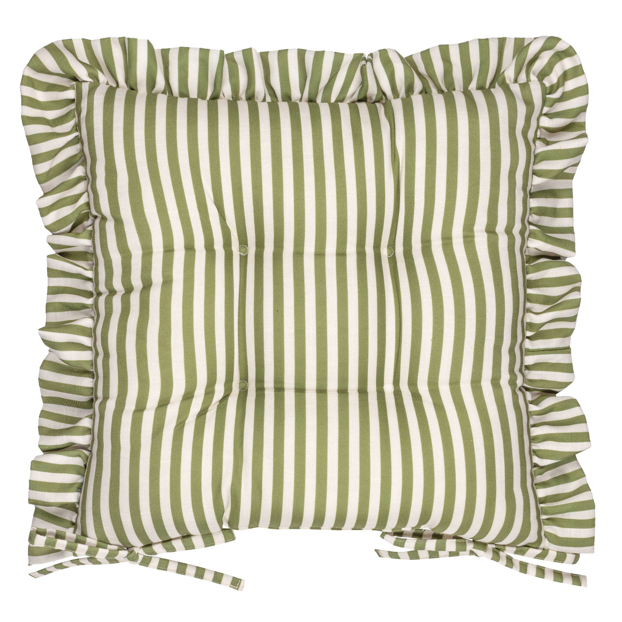 Millie Ruffle 2 Pack Indoor/Outdoor Seat Pads Green: Green / 40 x 40cm
