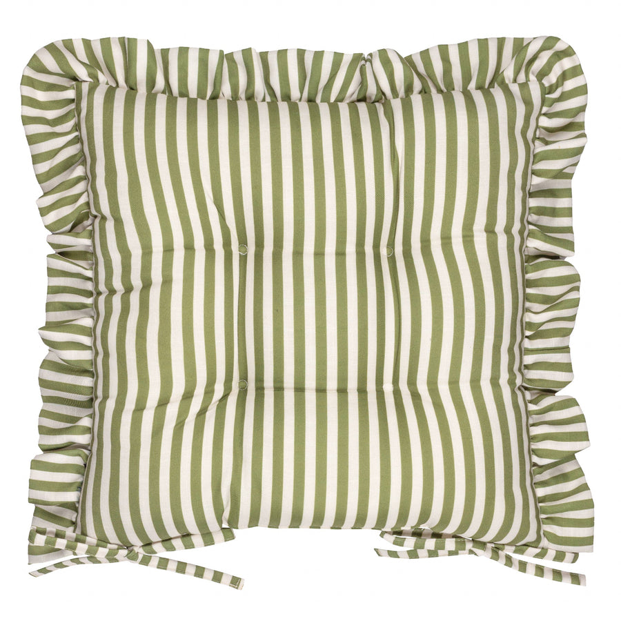 Millie Ruffle 2 Pack Indoor/Outdoor Seat Pads Green: Green / 40 x 40cm