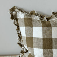 Thumbnail for Hallie Olive Gingham Gingham Cushion Cover, 45x45cm