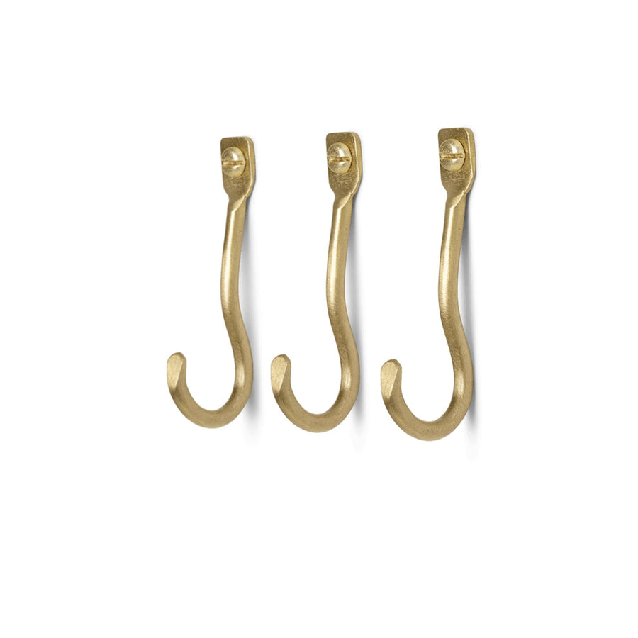Curvature Hooks - Set of 3 - Brass