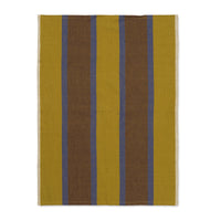 Thumbnail for Ferm Living Rectangular mat with vertical stripes in brown, yellow, and blue on a white background