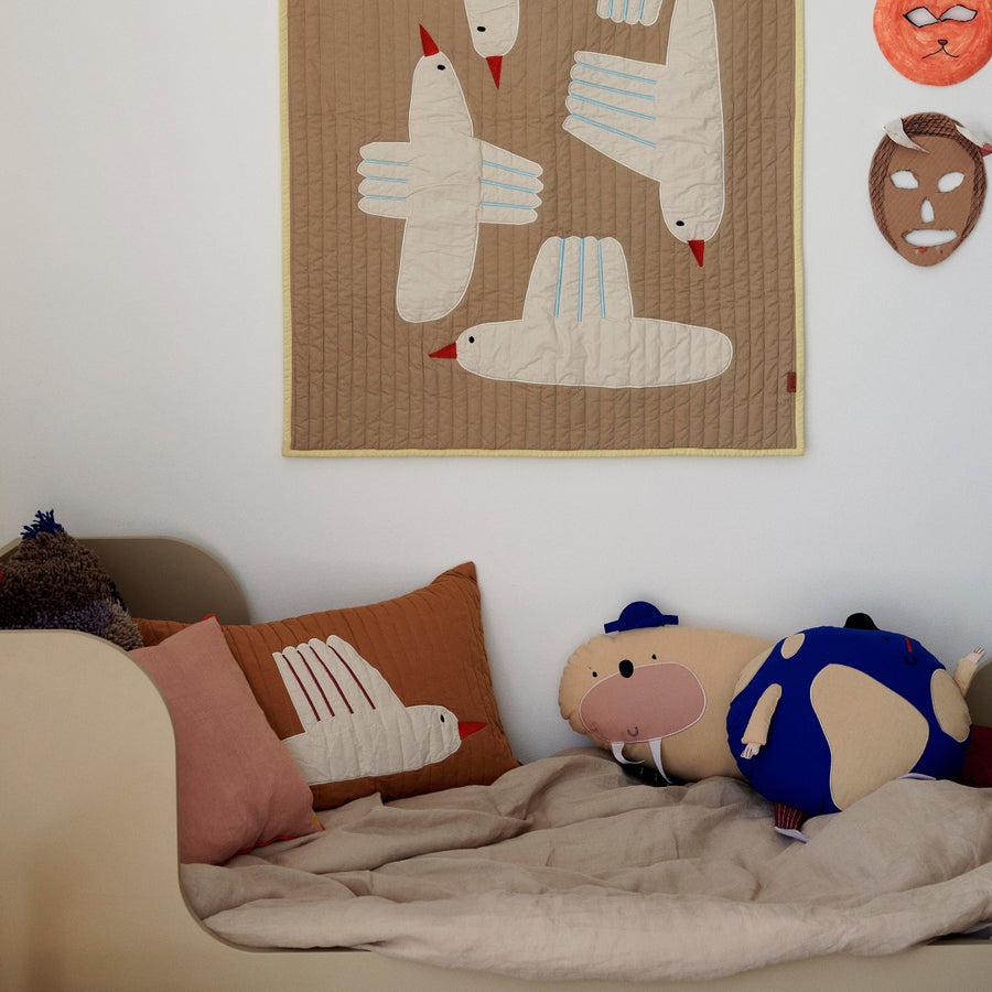 Bird Quilted Blanket - Sand