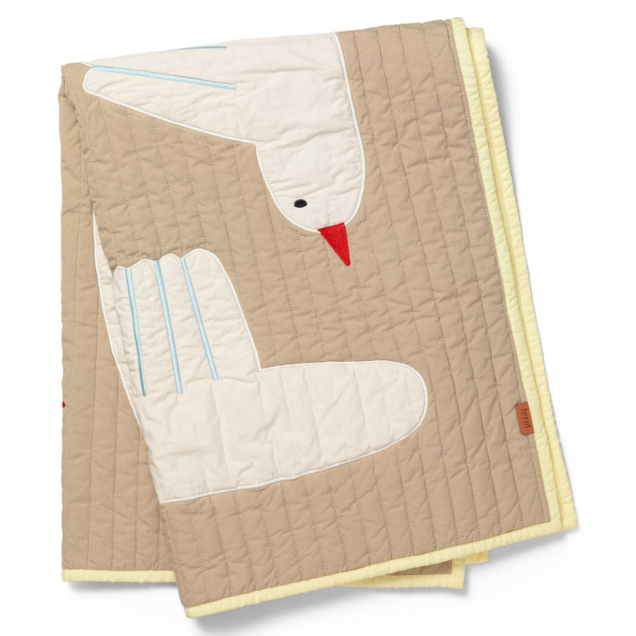 Bird Quilted Blanket - Sand