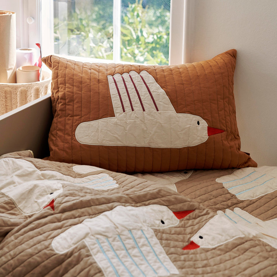 Bird Quilted Cushion Rectangular - Sugar Kelp