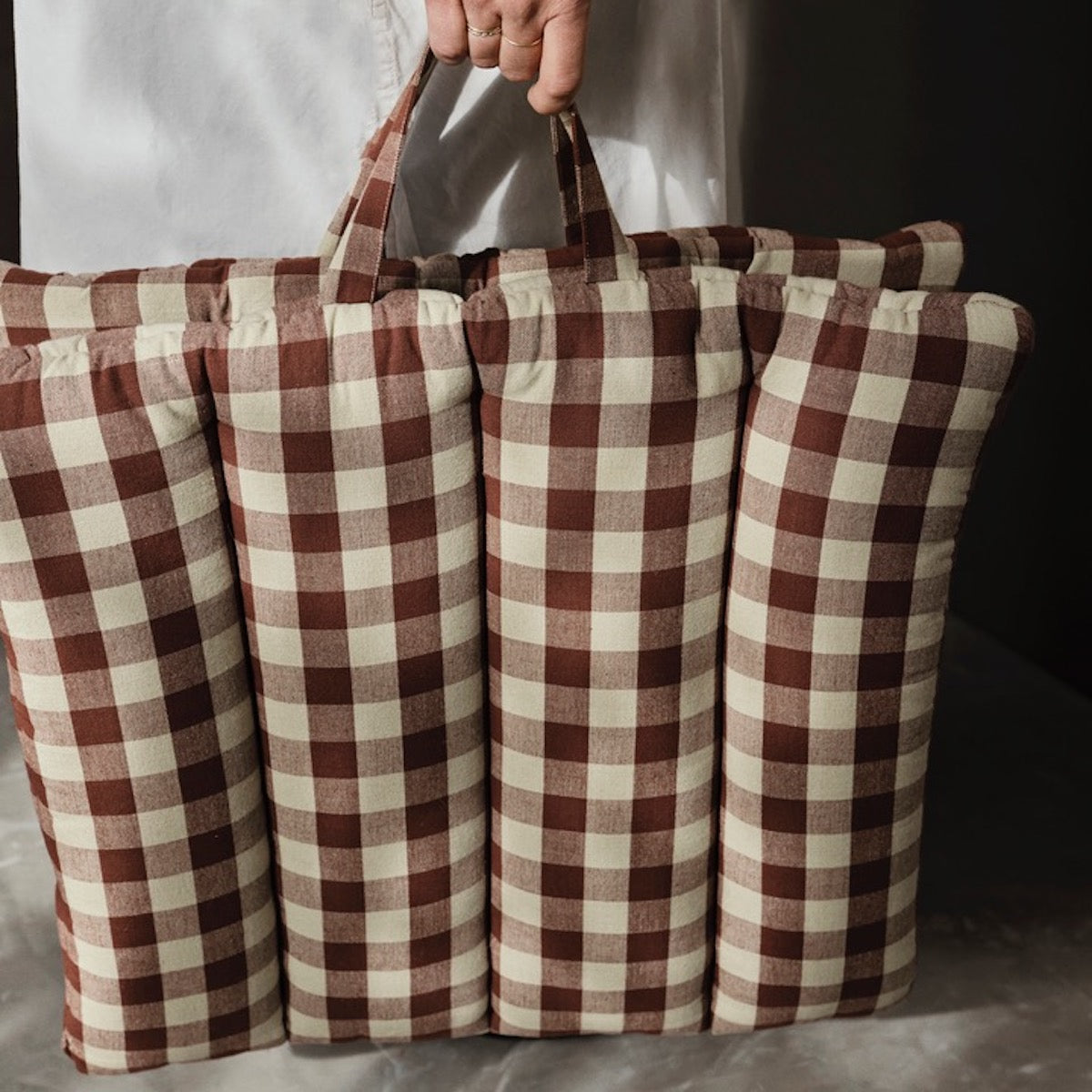 Bothy Check Folding Mat - Cinnamon/Green