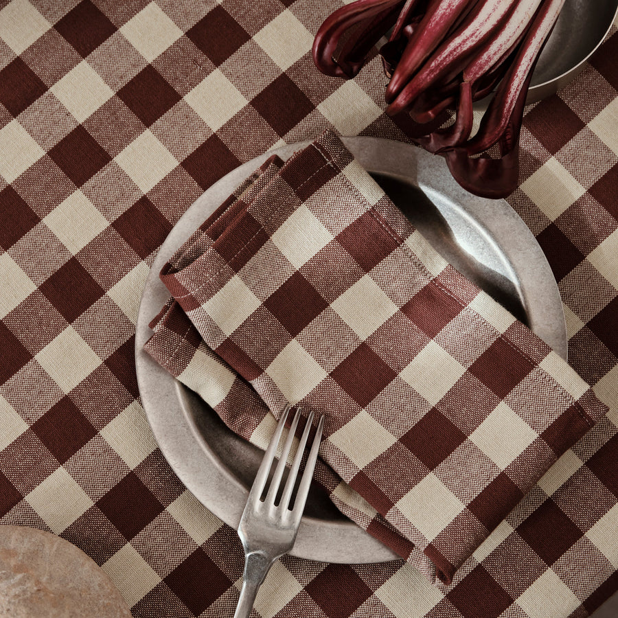 Bothy Check Napkins - Set of 4 - Cinnamon/Grey