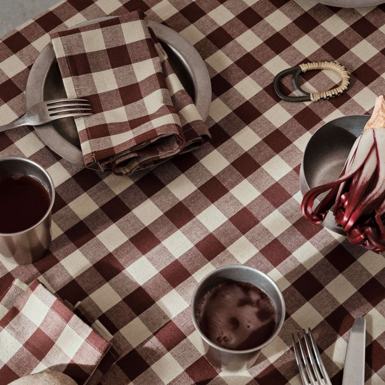 Bothy Check Napkins - Set of 4 - Cinnamon/Grey