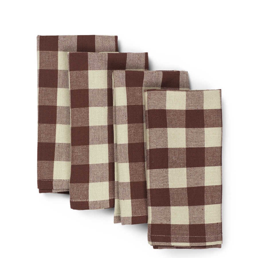 Bothy Check Napkins - Set of 4 - Cinnamon/Grey