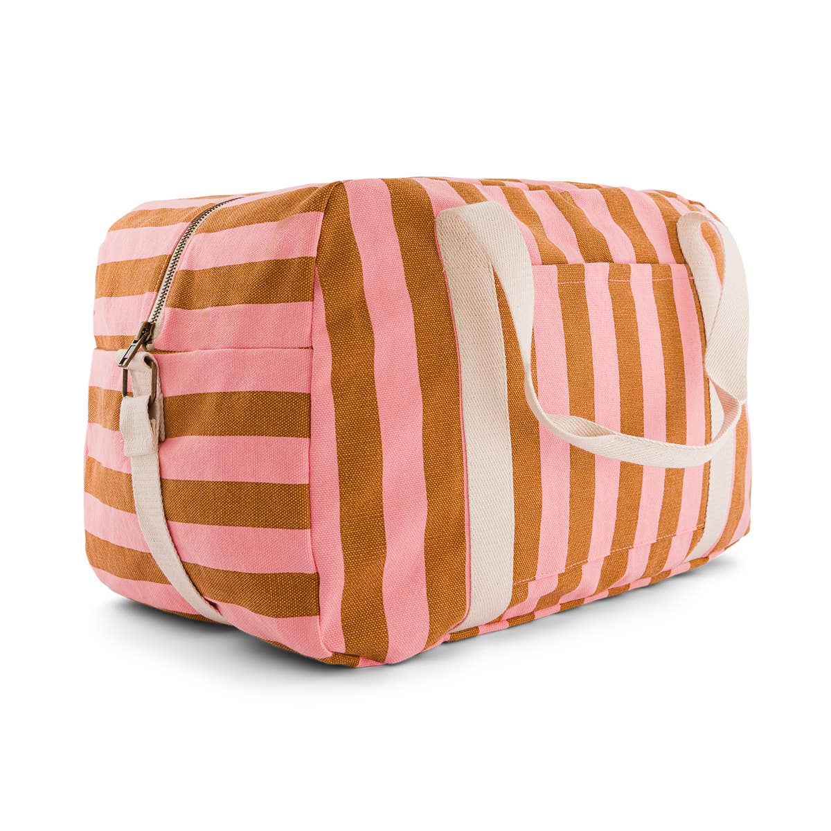 RAPHAEL DIAPER BAG - WEEKEND BAG STRIPES CARAMEL - STRAWBERR: CARAMEL - STRAWBERRY / Stripe