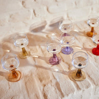 Thumbnail for Swirl Wine Glass Mixed Colours Set of Four Low