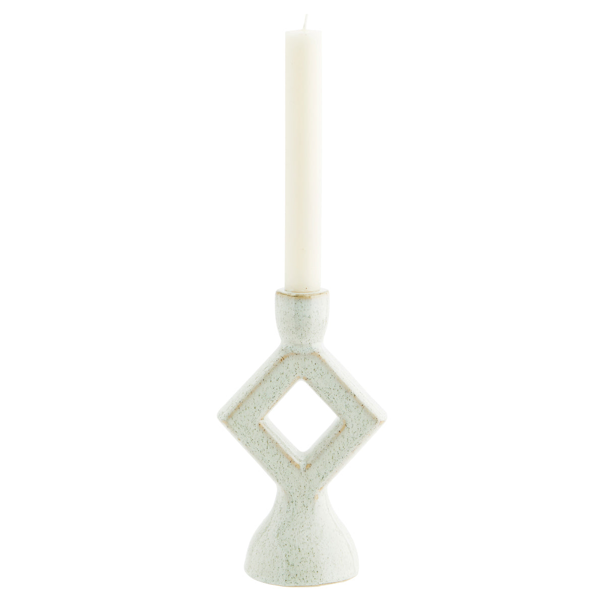 Madam Stoltz Stoneware Candle Holder 20.5cm off white glazed