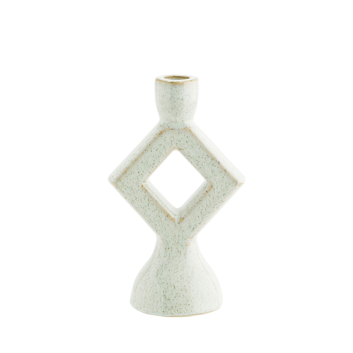 Madam Stoltz Stoneware Candle Holder 20.5cm off white glazed
