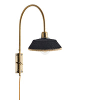 Thumbnail for Madam Stoltz Iron Wall Lamp W/Grass Shade -  20x35x46 cm