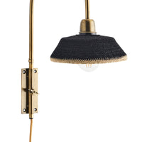 Thumbnail for Madam Stoltz Iron Wall Lamp W/Grass Shade -  20x35x46 cm